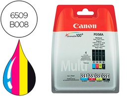 [6509B008] INK-JET CANON 551 C/M/Y/BK PIXMA IP8750 / IX6850 / MG5550 / MG6450 / MG7150 / MX725 / MX925 PACK 4 COLORES