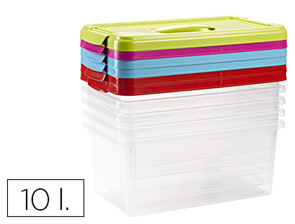 [11680 NRO 24] CAJA MULTIUSOS PLASTICO 10 L NUMERO 24 TAPA DE COLOR CON ASA 385X230X175 MM