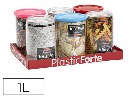 [11890] BOTE MULTIUSOS PLASTICO 1 L CON TAPA DE COLOR 110X110X150 MM