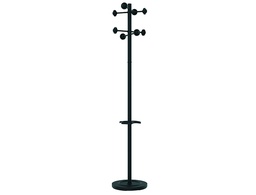 [100340694] PERCHERO METALICO UNILUX ACCUEIL PIE 8 COLGADORES CON PARAGUERO Y BANDEJA GOTEO NEGRO 177 X 38 CM