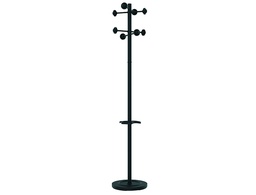 [100340694] PERCHERO METALICO UNILUX ACCUEIL PIE 8 COLGADORES CON PARAGUERO Y BANDEJA GOTEO NEGRO 177X38 CM