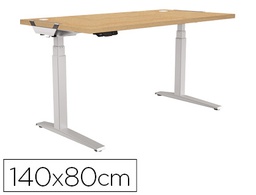 [9709301] MESA DE OFICINA LEVADO BASE METAL ACERO PINTADO SISTEMA ELECTRICO REGULABLE ALTURA TABLERO ARCE 140 X 80 CM