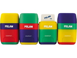 [4710624] SACAPUNTAS MILAN PLASTICO 2 USOS CON GOMA COMPACT MIX