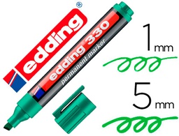 [330-04] ROTULADOR EDDING MARCADOR PERMANENTE 330 VERDE PUNTA BISELADA 1-5 MM RECARGABLE