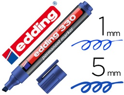 [330-03] ROTULADOR EDDING MARCADOR PERMANENTE 330 AZUL PUNTA BISELADA 1-5 MM RECARGABLE