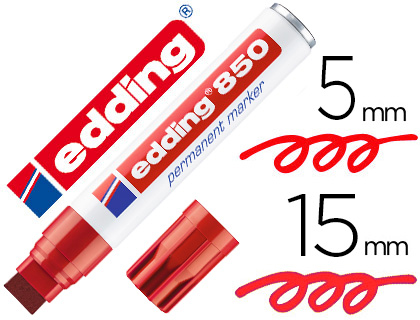 [850-02] ROTULADOR EDDING MARCADOR PERMANENTE 850 ROJO PUNTA BISELADA 5-15 MM RECARGABLE