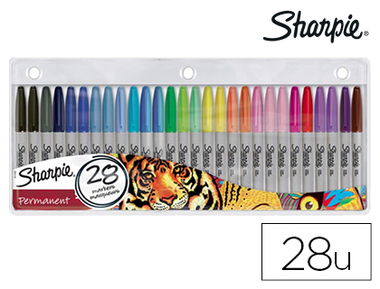 [2061129] ROTULADORES SHARPIE PERMANENTE PUNTA FINA BLISTER DE 28 UNIDADES COLORES SURTIDOS