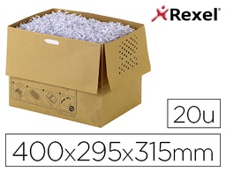 [1765029EU] BOLSA DE RESIDUOS REXEL RECICLABLE PARA DESTRUCTORA AUTO+300X CAPACIDAD 40 L PACK DE 20 UNIDADES 400X295X315 MM