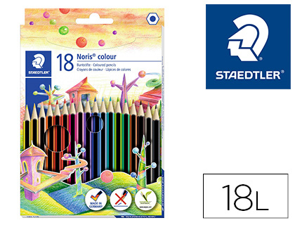 [185 C18] LAPICES DE COLORES STAEDTLER UPCYCLED WOOD ECOLOGICO 18 COLORES EN CAJA DE CARTON