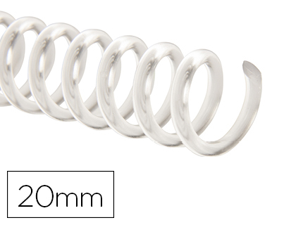[KF18764] ESPIRAL PLASTICO Q-CONNECT TRANSPARENTE 32 5:1 20MM 2MM CAJA DE 100 UNIDADES