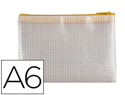 [KF18667] BOLSA MULTIUSOS Q-CONNECT MALLA DIN A6 APERTURA SUPERIOR CON CREMALLERA AMARILLO