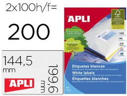 [2423] ETIQUETA ADHESIVA APLI 2423 TAMAÑO 199,6X144,5 MM FOTOCOPIADORA LASER INK-JET CAJA CON 100 HOJAS DIN A4