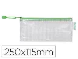 [509045] BOLSA MULTIUSOS TARIFOLD PVC 250X115 MM APERTURA SUPERIOR CON CREMALLERA PORTABOLIGRAFO Y CORREA COLOR VERDE