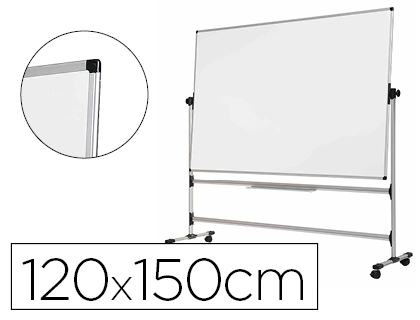 [RQR0424] PIZARRA BLANCA BI-OFFICE BLANCA DE ACERO VITRIFRICADO VOLTEABLE DOBLE CARA 120X150 CM