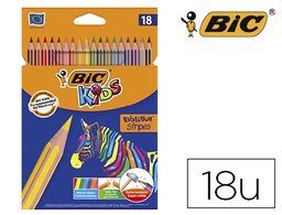 [9505241] LAPICES DE COLORES BIC EVOLUTION STRIPES CAJA DE 18 COLORES SURTIDOS