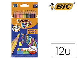 [9505222] LAPICES DE COLORES BIC EVOLUTION STRIPES CAJA DE 12 COLORES SURTIDOS