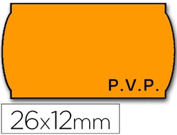 [9156424] ETIQUETAS METO ONDULADAS 26 X 12 MM FLUOR NARANJA PVP ADH 2 ROLLO 1500 ETIQUETAS TROQUELADAS PARA ETIQUETADORA TOVEL