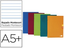 [LB64] LIBRETA LIDERPAPEL SCRIPTUS A5 PLUS 48 HOJAS 90G/M2 RAYADO MONTESSORI 3,5MM CON MARGEN COLORES SURTIDOS