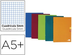 [LB63] LIBRETA LIDERPAPEL SCRIPTUS A5 PLUS 48 HOJAS 90G/M2 CUADRO 5MM CON MARGEN COLORES SURTIDOS