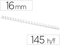 [KF24025] CANUTILLO Q-CONNECT REDONDO 16 MM PLASTICO BLANCO CAPACIDAD 145 HOJAS CAJA DE 50 UNIDADES