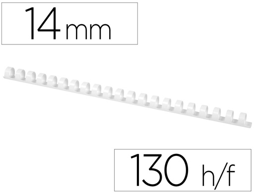 [KF24052] CANUTILLO Q-CONNECT REDONDO 14 MM PLASTICO BLANCO CAPACIDAD 130 HOJAS CAJA DE 100 UNIDADES