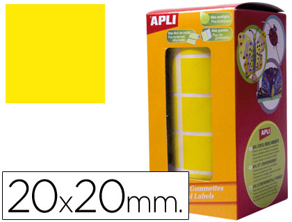 [4875] GOMETS AUTOADHESIVOS CUADRADOS 20X20 MM AMARILLO ROLLO DE 1770 UNIDADES