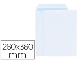 [SL39] SOBRE LIDERPAPEL BOLSA BLANCO 260X360 MM SOLAPA TIRA DE SILICONA PAPEL OFFSET 100 GR CAJA DE 250 UNIDADES