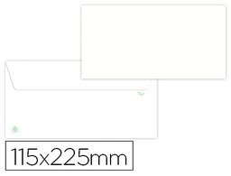 [SL37] SOBRE LIDERPAPEL BLANCO 115X225 MM SOLAPA TIRA DE SILICONA PAPEL RECICLADO 90 GR CAJA DE 500 UNIDADES