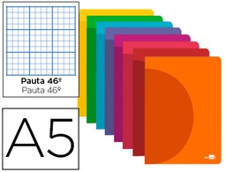 [LF22] LIBRETA LIDERPAPEL 360 TAPA DE PLASTICO A5 48 HOJAS 90G/M2 RAYADO Nº 46 COLORES SURTIDOS