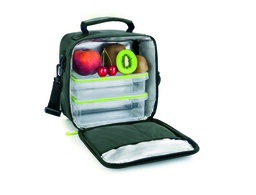 [753450] BOLSA PORTA ALIMENTOS IBILI LUNCH AWAY GREEN TERMICA CON ASA INCLUYE 2 RECIPIENTES CON TAPA HERMETICA Y BANDEJA