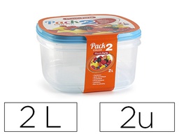 [11961] FIAMBRERA PLASTICFORTE TRANSPARENTE TAPA COLOR 2 LITROS PACK 2 UNIDADES