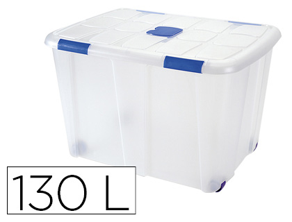 [11346] CONTENEDOR PLASTICO PLASTICFORTE 130 LITROS N 16 TRANSPARENTE CON TAPA 480X740X540 MM