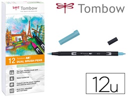 [ABT-12P-2] ROTULADOR TOMBOW ACUARELABLE DOBLE PUNTA PINCEL COLORES PASTEL ESTUCHE DE 12 UNIDADES COLORES SURTIDOS