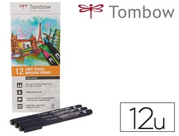 [ABT-12P-1] ROTULADOR TOMBOW ACUARELABLE DOBLE PUNTA PINCEL COLORES PRIMARIOS ESTUCHE DE 12 UNIDADES COLORES SURTIDOS