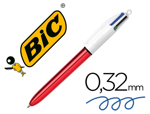 [982877] BOLIGRAFO BIC CUATRO COLORES SHINE ROJO PUNTA DE 1 MM