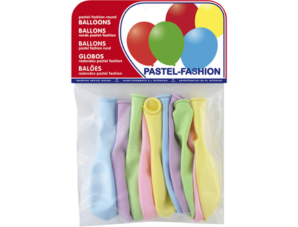 [26335 (20335)] GLOBO 100% LATEX BIODEGRADABLE PASTEL CLARO BOLSA DE 10 UNIDADES COLORES SURTIDOS