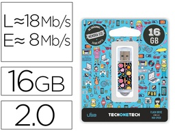 [TEC4001-16] MEMORIA USB TECHONETECH FLASH DRIVE 16 GB 2.0 CANDY POP