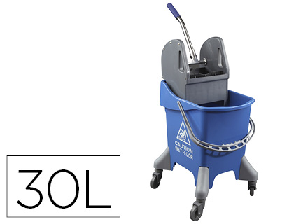 [DJ7470AZ] CARRO DE LIMPIEZA CON BASTIDOR Y ESCURRIDOR CON 4 RUEDAS 32 L AZUL 455X370X970 MM