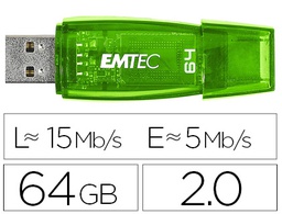 [E141125] MEMORIA USB EMTEC FLASH C410 64 GB 2.0 VERDE