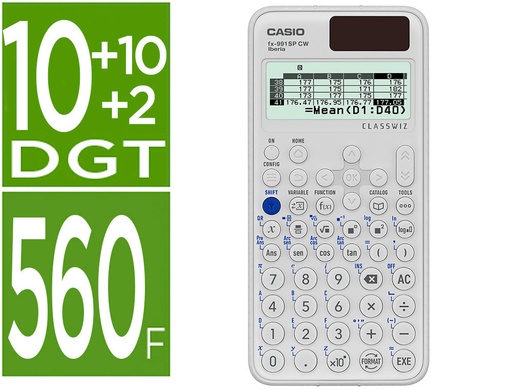 [FX-991SPCW-WV-W-ET] CALCULADORA CASIO FX-991SP CW IBERIA CLASSWIZ CIENTIFICA 560 FUNCIONES 9 MEMORIAS 10+2 DIGITOS 5 IDIOMAS CON TAPA