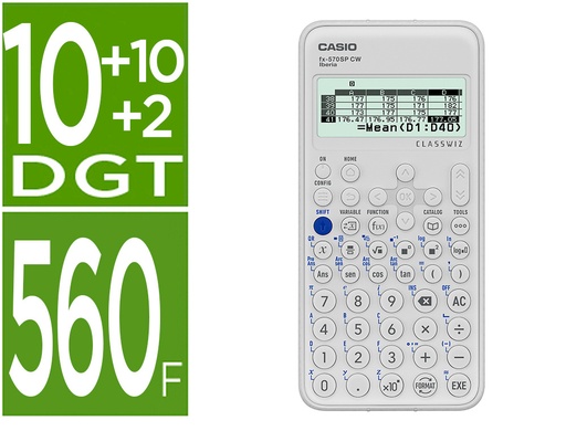[FX-570SPCW] CALCULADORA CASIO FX-570SP CLASSWIZ IBERIA CIENTIFICA 560FUNCIONES 9 MEMORIAS 10+2 DIGITOS 5 IDIOMAS CON TAPA