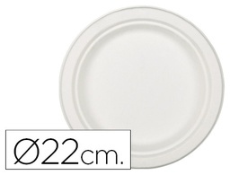 [104716] PLATO DE FIBRA NATURAL NUPIK BIODEGRADABLE BLANCO 22 CM DE DIAMETRO APTO MICROONDAS PAQUETE DE 50 UNIDADES