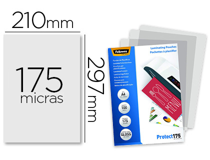 [5308703] BOLSA DE PLASTIFICAR FELLOWES BRILLO DIN A4 175 MC PACK 100 UNIDADES