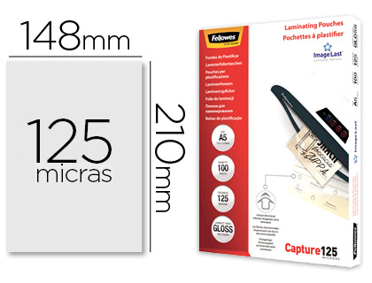 [5307302] BOLSA DE PLASTIFICAR FELLOWES BRILLO DIN A5 125 MC PACK 100 UNIDADES