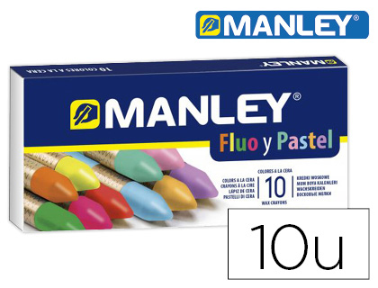 [MNC00044] LAPICES CERA MANLEY FLUOR Y PASTEL CAJA DE 10 COLORES SURTIDOS