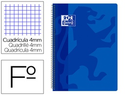 [400093618] CUADERNO ESPIRAL OXFORD SCHOOL CLASSIC TAPA POLIPROPILENO FOLIO 80 HOJAS CUADRO 4 MM CON MARGEN AZUL