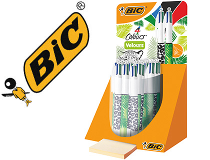 [9672781] BOLIGRAFO BIC CUATRO COLORES VELOURS EXPOSITOR DE 30 UNIDADES SURTIDAS 230X125X149 MM