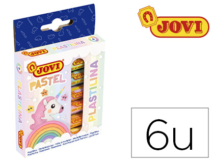 [90/6P] PLASTILINA JOVI 90 ESTUCHE 6 BARRAS COLORES PASTEL SURTIDOS 15 G