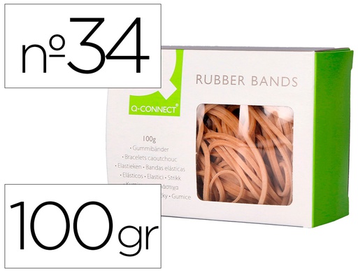 [KF10667] GOMILLAS ELASTICAS Q-CONNECT 100 GR 100X3 MM NUMERO 34