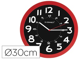 [KF11215] RELOJ Q-CONNECT DE PARED PLASTICO OFICINA REDONDO 30 CM COLOR ROJO Y ESFERA COLOR NEGRO